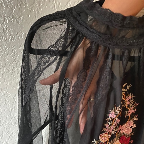 Black dress with embroidery, transparent - Picture 5 of 10